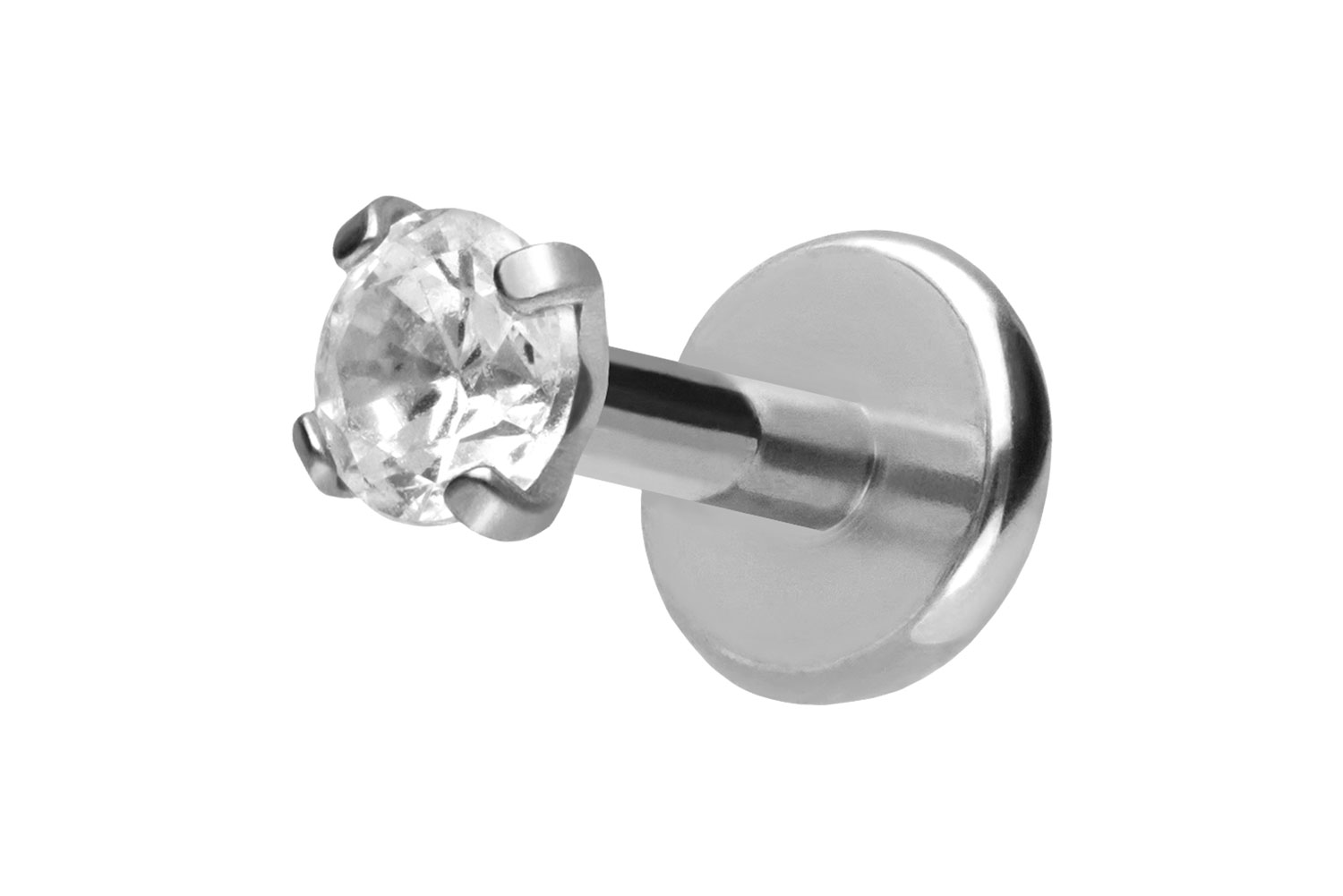 Titan Labret Piercing mit Push Fit EINGEFASSTER KRISTALL
